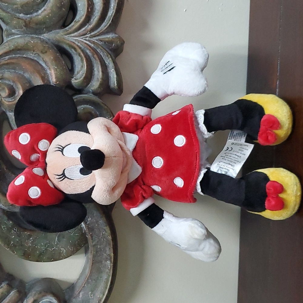 Disney Store Authentic Minnie Mouse Red w/White Polka Dot Dress Plush